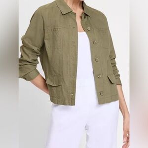 Olsen Women's Linen/Cotton Jacket/Blazer Olive Size 6 Lined Career Office